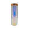 Wholesale Double Layered Cup Wall Plastic Water Cups in the Style of Colorful Glitter Flakes with a Straw Made of AS Material