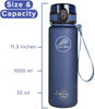 1L 32 Oz Custom Plastic Straw Strainer Filter Gym Sports BPA Free Tritan Motivational Water Bottle With Time Marker