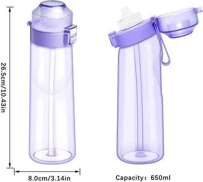 22oz Outdoor BPA-Free Scented up Water Cup Water Bottle 7 Flavored Pods Plastic Drink 650ml Matte Black