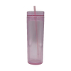 Simple Style 450ML Double Layered Transparent Straw Drink Cup with Patterns BPA Free Made of PS Material