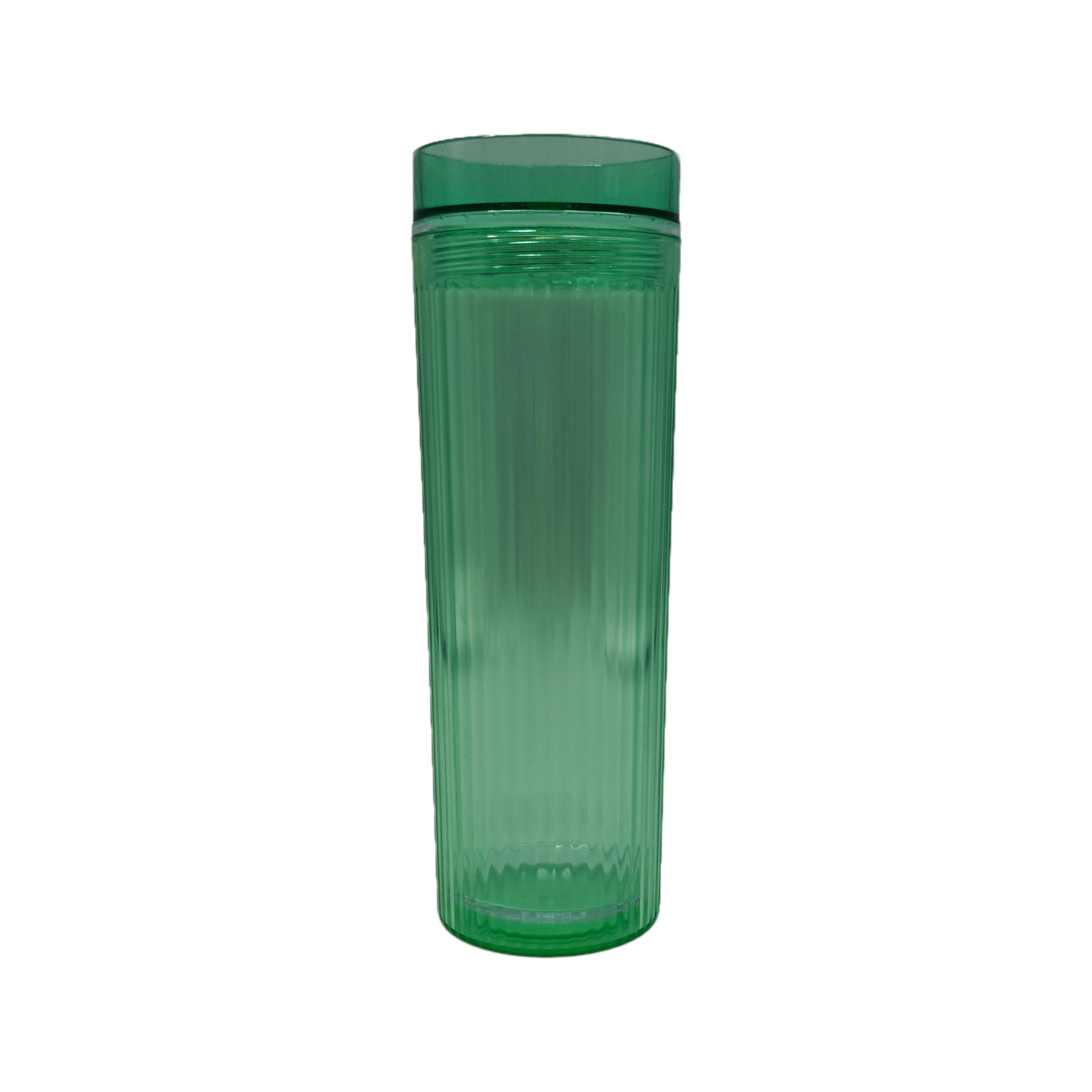 Simple Style 450ML Double Layered Transparent Straw Drink Cup with Patterns BPA Free Made of PS Material