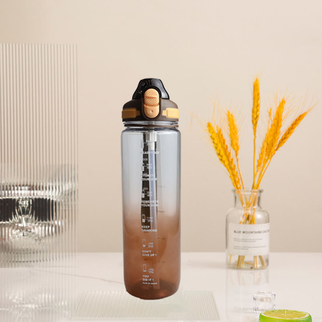 1Liter Portable Gym Bottle 1L Motivational Plastic Water Drink Bottle With Capacity Scale