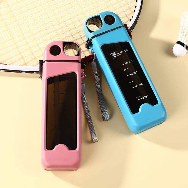 Kids Cute 350ml Small Capacity Portable Plastic Water Bottle with Measurement Scales Food Grade Silicone Suction Nozzle