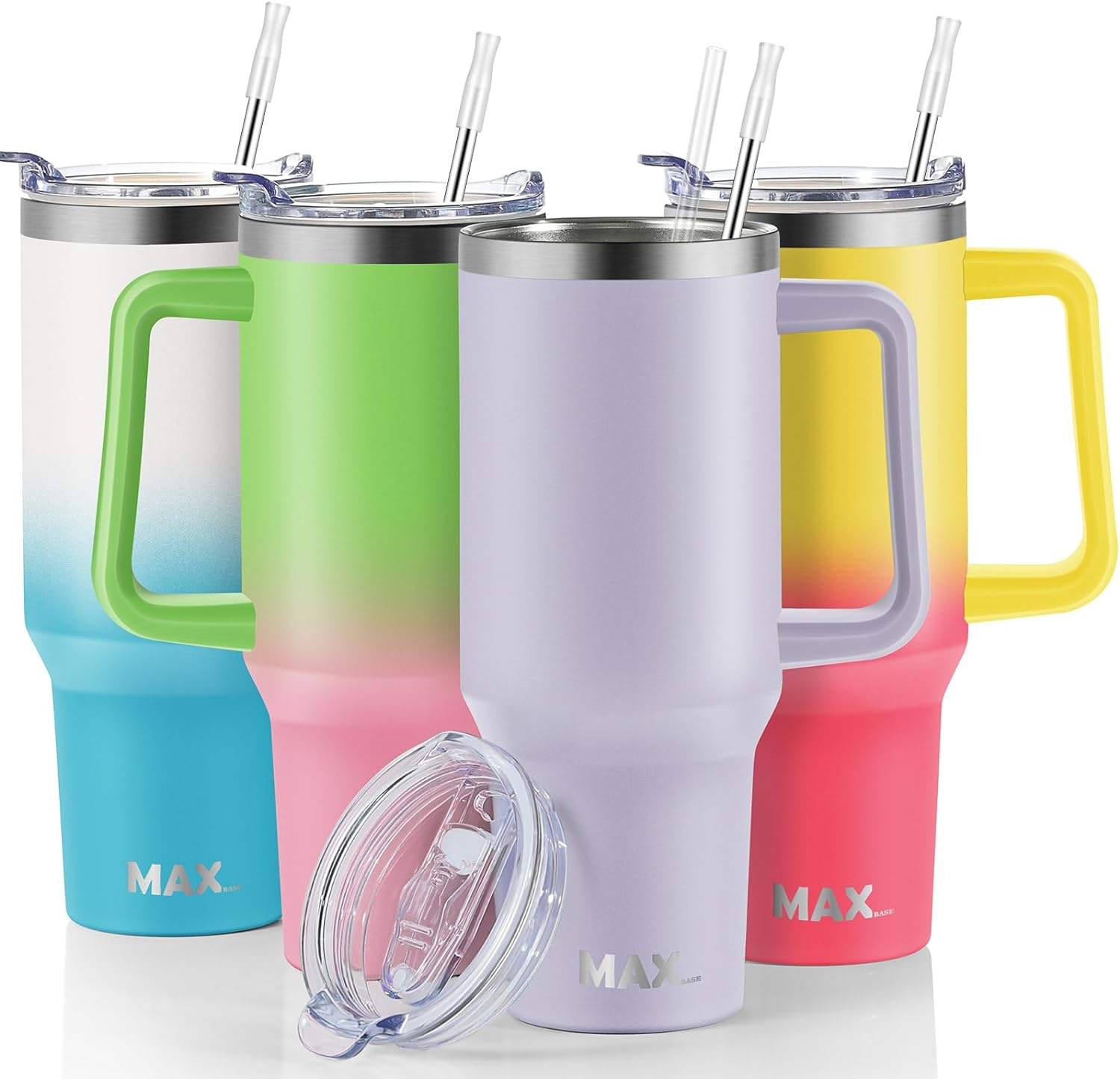 40 oz Tumbler with Handle and Straw Lid, Insulated Reusable Stainless Steel Travel Mug Tea or Coffee Smoothie and More