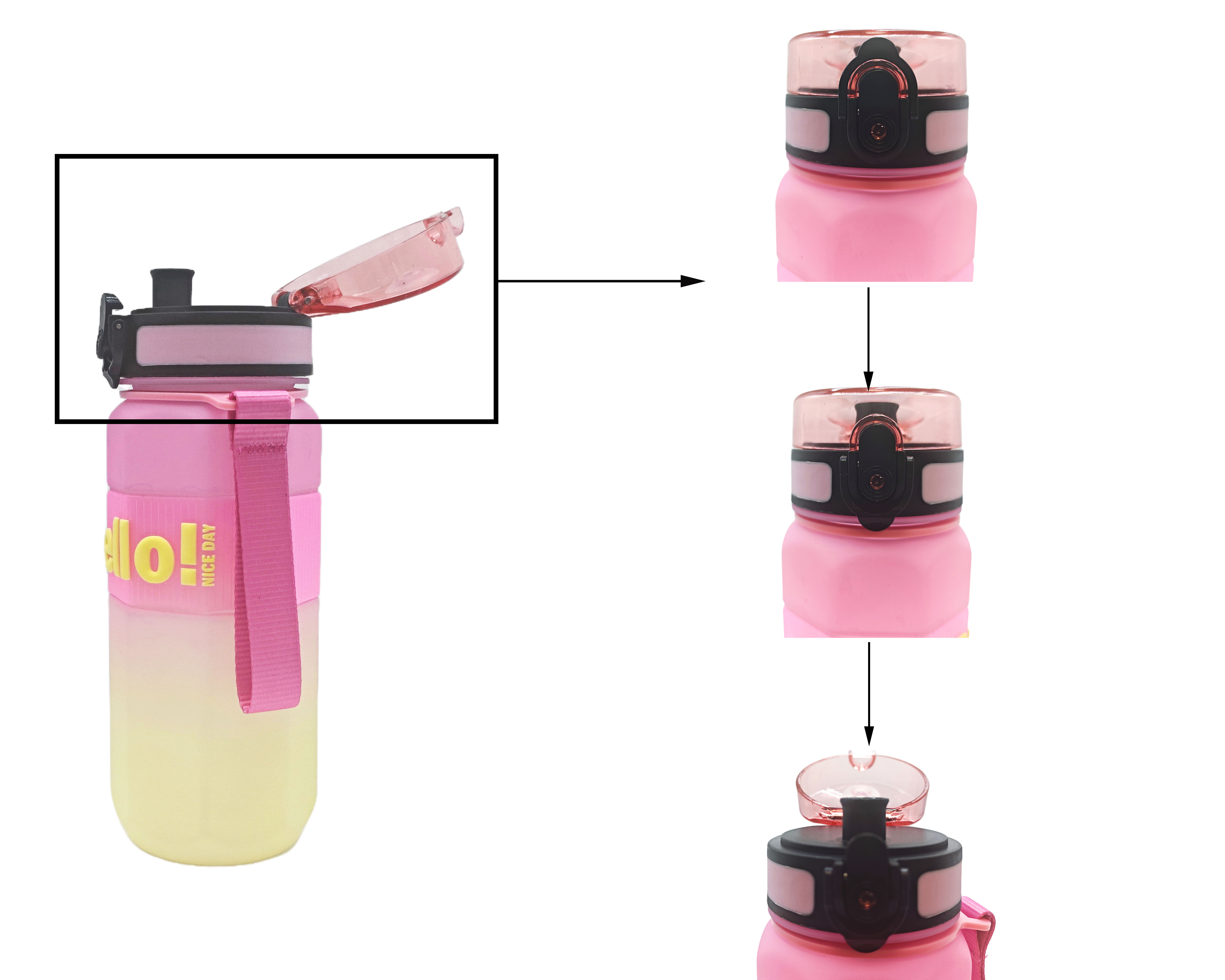 25oz Leak Proof Direct Drinking Sport Plastic Water Bottle with a Silicone Ring
