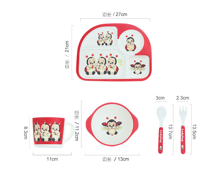 Customized Bamboo Fiber Kid Dinnerware Kids Eating Tableware Set