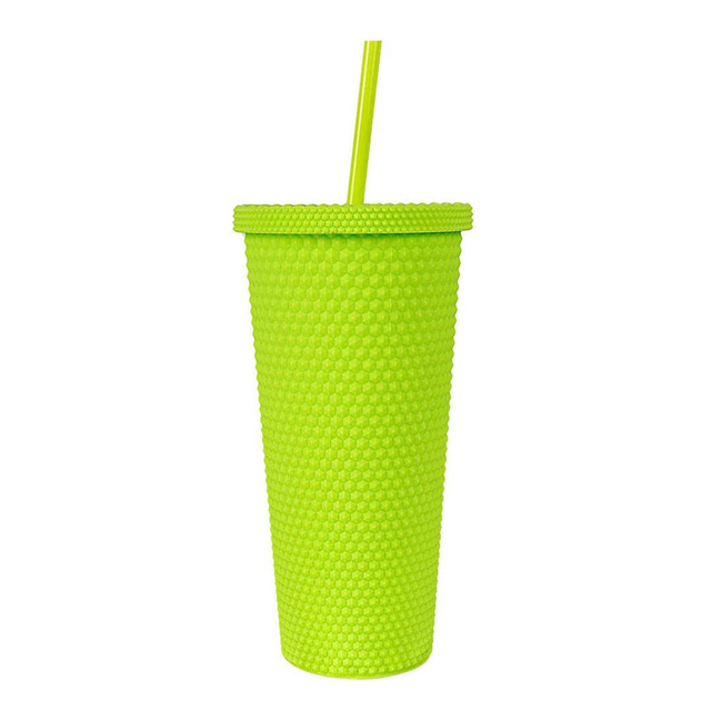 Wholesale Reusable Diamond Drinking Cups Multi Color Tumblers Double Wall Matte Plastic 24oz studded Tumblers
