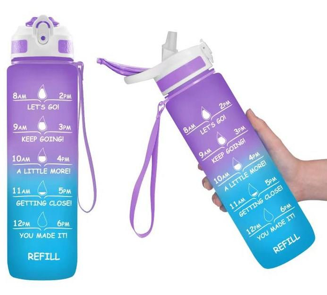 Tritan Eco Friendly Motivational Water Bottle with Time Marker Jug Bpa Free Cute Plastic 2 Liter Large Half Gallon 32 oz