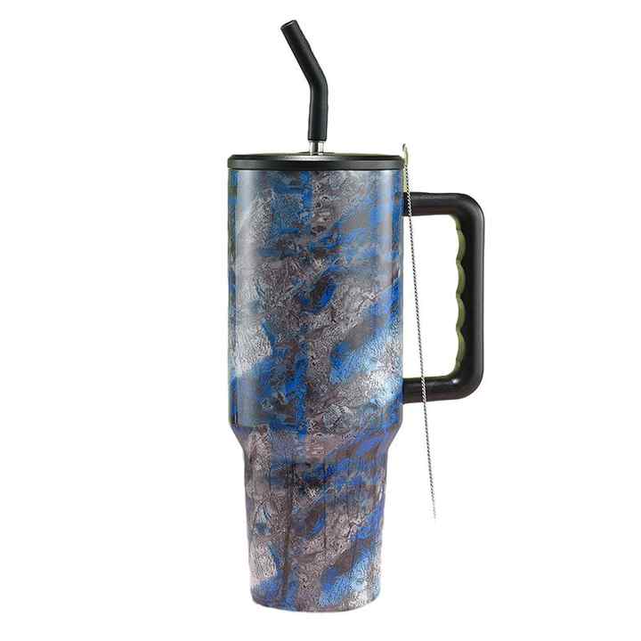40oz Custom Logo Stainless Steel Thermal Travel Coffee Mug Hot and Cold Vacuum Insulated Tumbler With Handle Straw