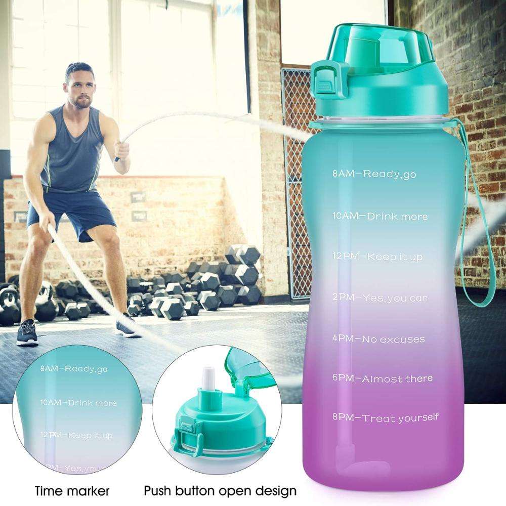 2.2L Large Motivational Gym Fitness Sports Plastic Water Bottle with Custom logo Motivation Bottle