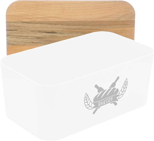 RPET Recycle Plastic Bread Box with Bamboo Cutting Board Lid Bread Storage Container for Kitchen Counter