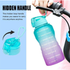 High Quality 3.8L Leakproof Big Gradient Motivational Plastic Water Drink Bottle With Straw Handle