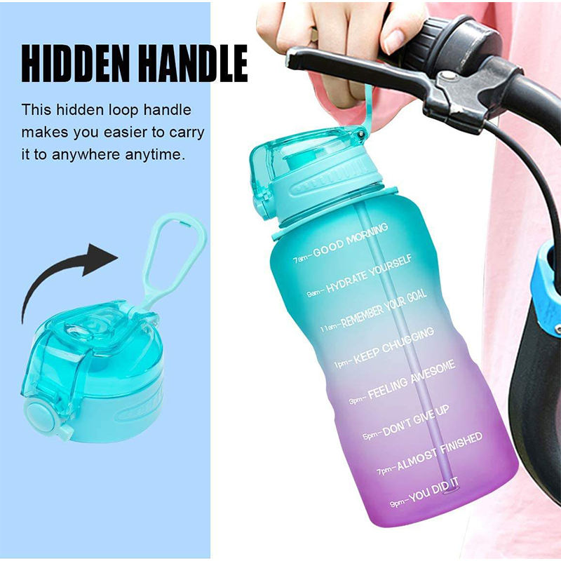High Quality 3.8L Leakproof Big Gradient Motivational Plastic Water Drink Bottle With Straw Handle