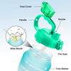 Half Gallon Water Bottle With Time Marker Large BPA Free Reusable Motivational Jug With Straw and Handle