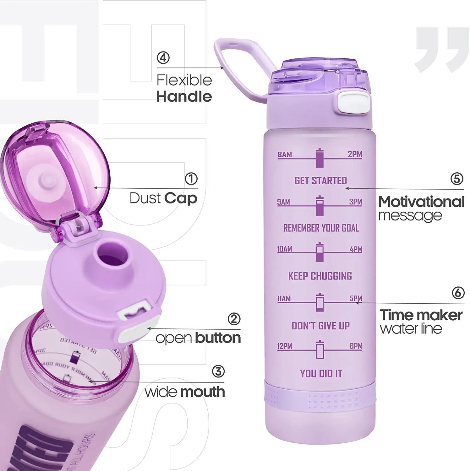 32oz Custom logo BPA Free Tritan Wide Mouth Water Bottle Sports Bottle with Handle