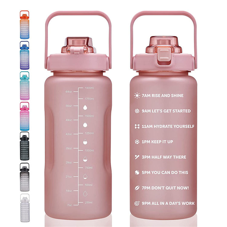 Large Half Gallon 64Oz 64 Ounce Oz Motivational Oem Bpa Free Reusable Gym Sports Water Bottle With Time Maker