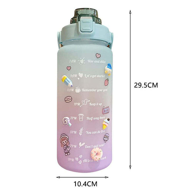 2L 2Liter 2 Ltr Botella De Agua Large Capacity Bpa Free Gym Water Bottles for Sports With Straw