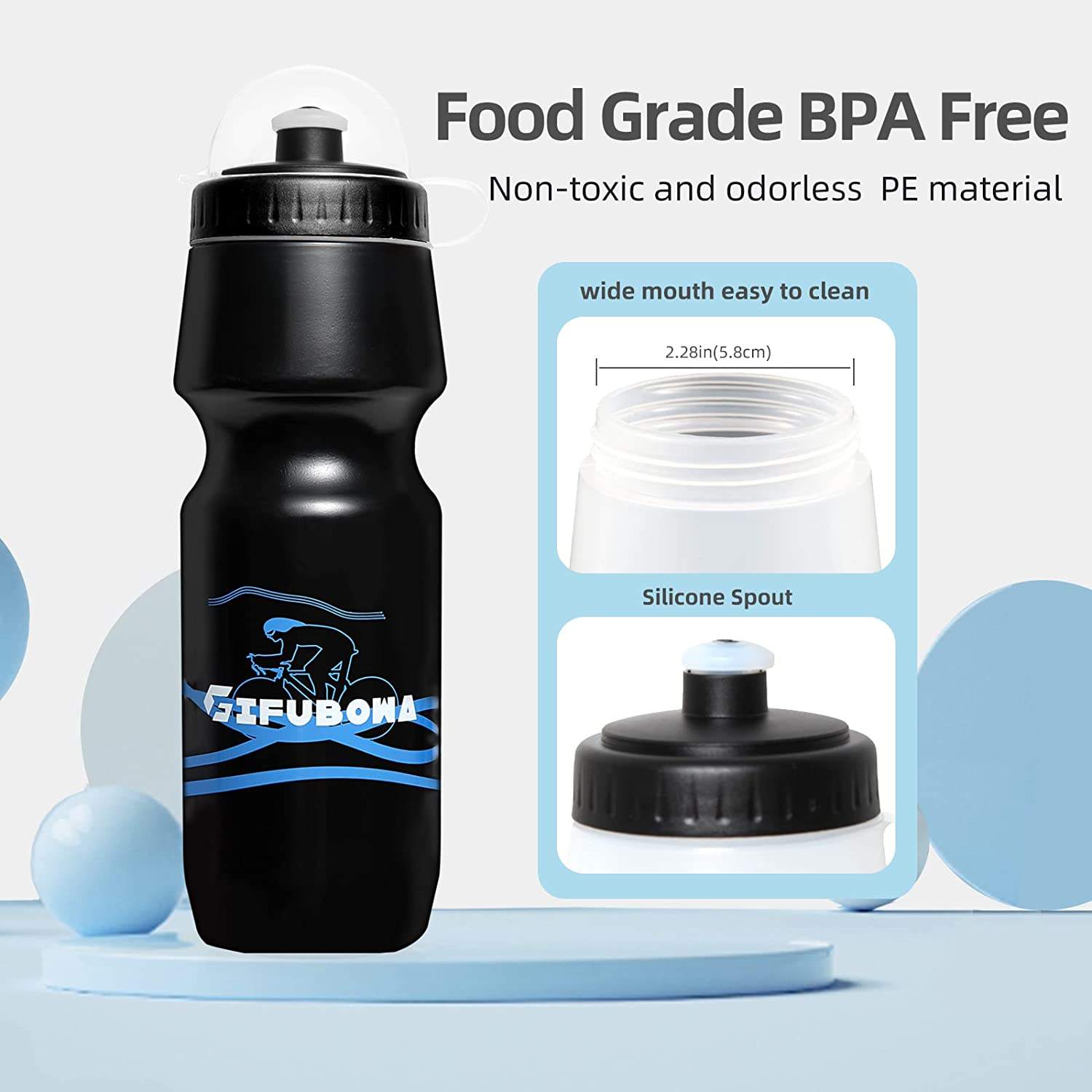 Water Bottle Mountain Bike Water Bottle 2 Pack Black