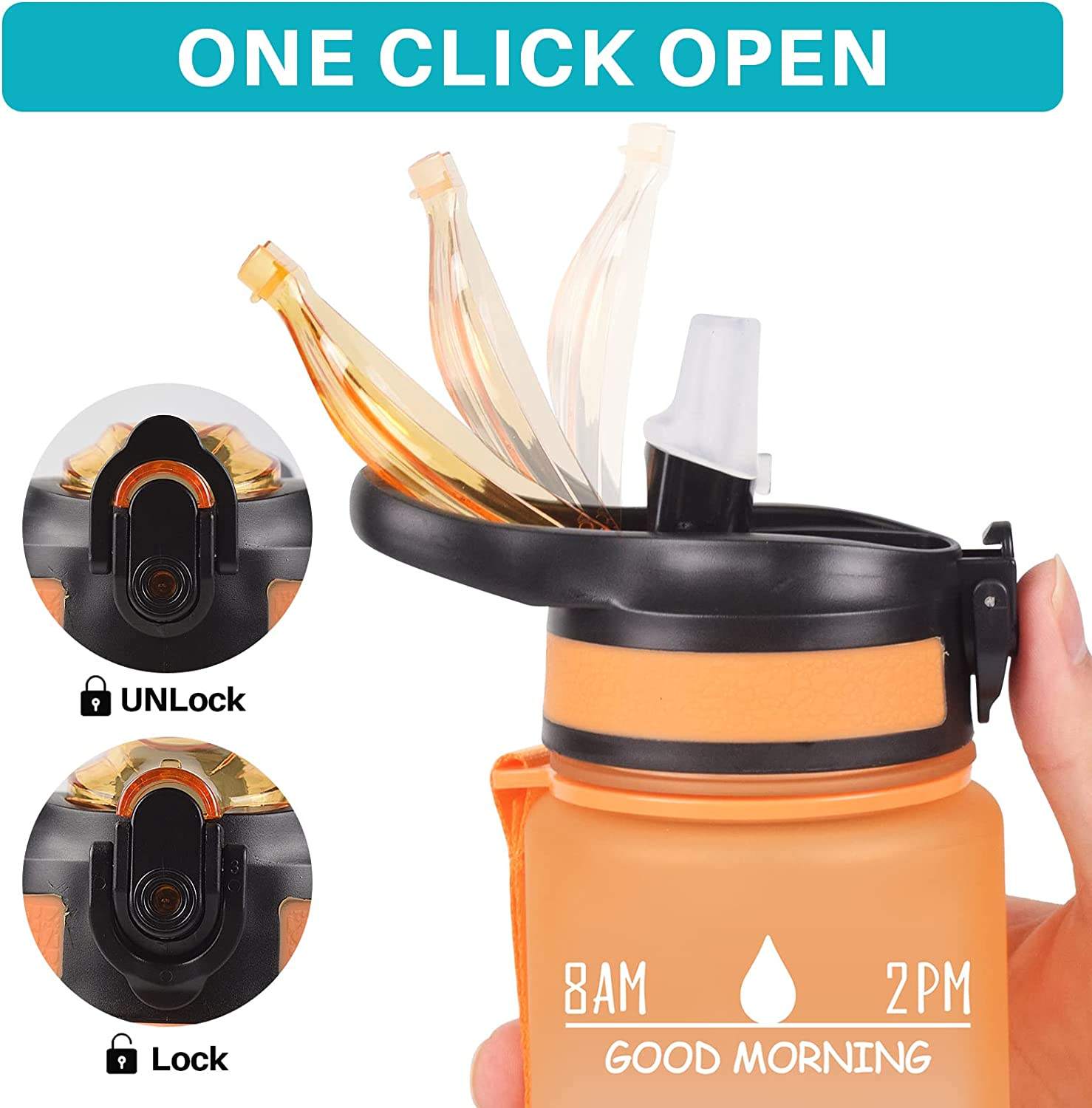 Custom Plastic Straw Strainer Filter Gym Sports 1000ml 1L 32 oz 32oz BPA Free Tritan Motivational Water Bottle With Time Marker