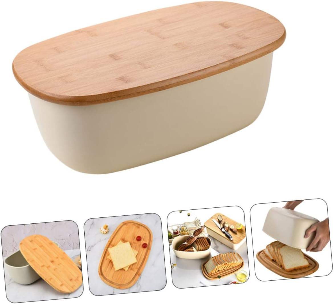 Big Capacity High Quality Durable Material with Strong Stability Elevated Design with Bamboo Lid Household Bread Box Food