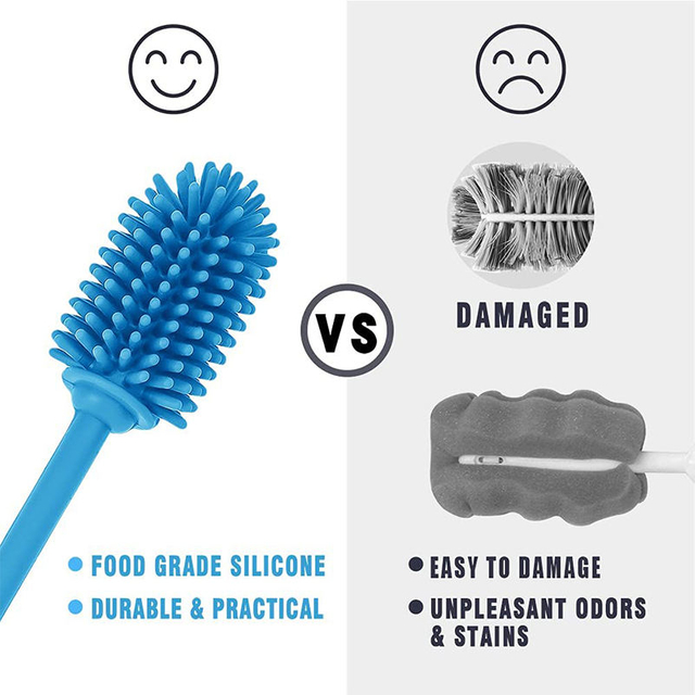 Durable Cup Washing Brush Portable Silicone Long Handle Bottle Brush Hang Hole Design Easy Storage Cleaning Bottle Brushes