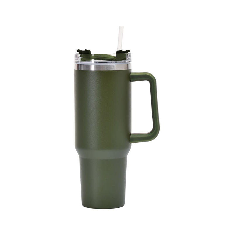 40oz Powder Coated Mug Bpa Free Double Wall Vacuum Insulation Stainless Steel Tumbler Cups With Straw and Lid
