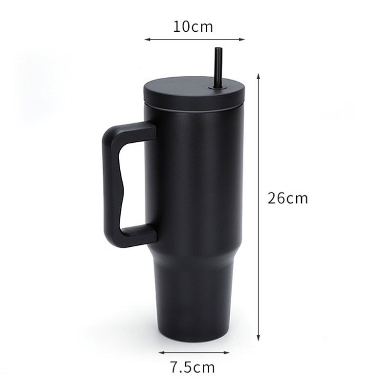 40 oz Insulated Vacuum Stainless Steel Tumbler Cup for Hot Cold Drinks With Handle and Straw