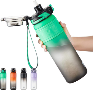 Custom Logo OEM Factory 32oz Water Bottle with Straw BPA Free Leakproof Plastic Bottle Dishwasher Safe Tritan Sports Bottle