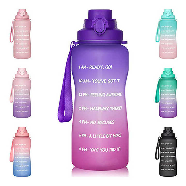 Bouteille D'Eau 2L Garrafa Motivacional 3 Em 1 Bpa Free Tritan Plastic Sports Drink Sipper 2Liter Water Bottle