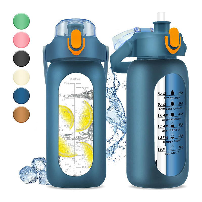Amazons Hot Product Wide Mouth Plastic Sport Drink Water Bottle with Straw and Handle