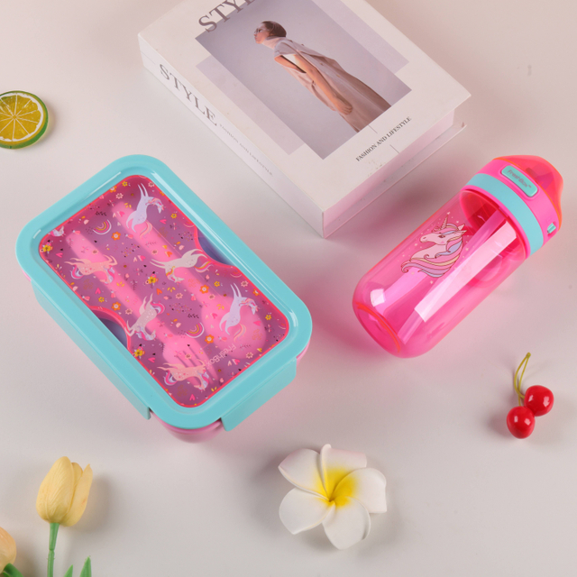 Cartoon Children's Lunch Box Set Water Bottle Children's Straw Water Cup