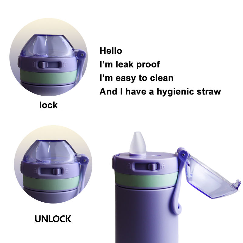 Wholesale 350ml Double Wall Stainless Steel Thermal Cup Vacuum Flask Insulated Water Bottle With Straw Lid