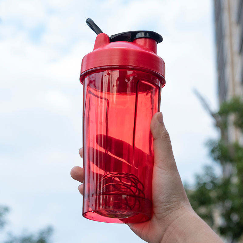 Custom Direct Drinking Black Plastic Gym Mixer Protein Shaker Shake Bottle With Wire Ball