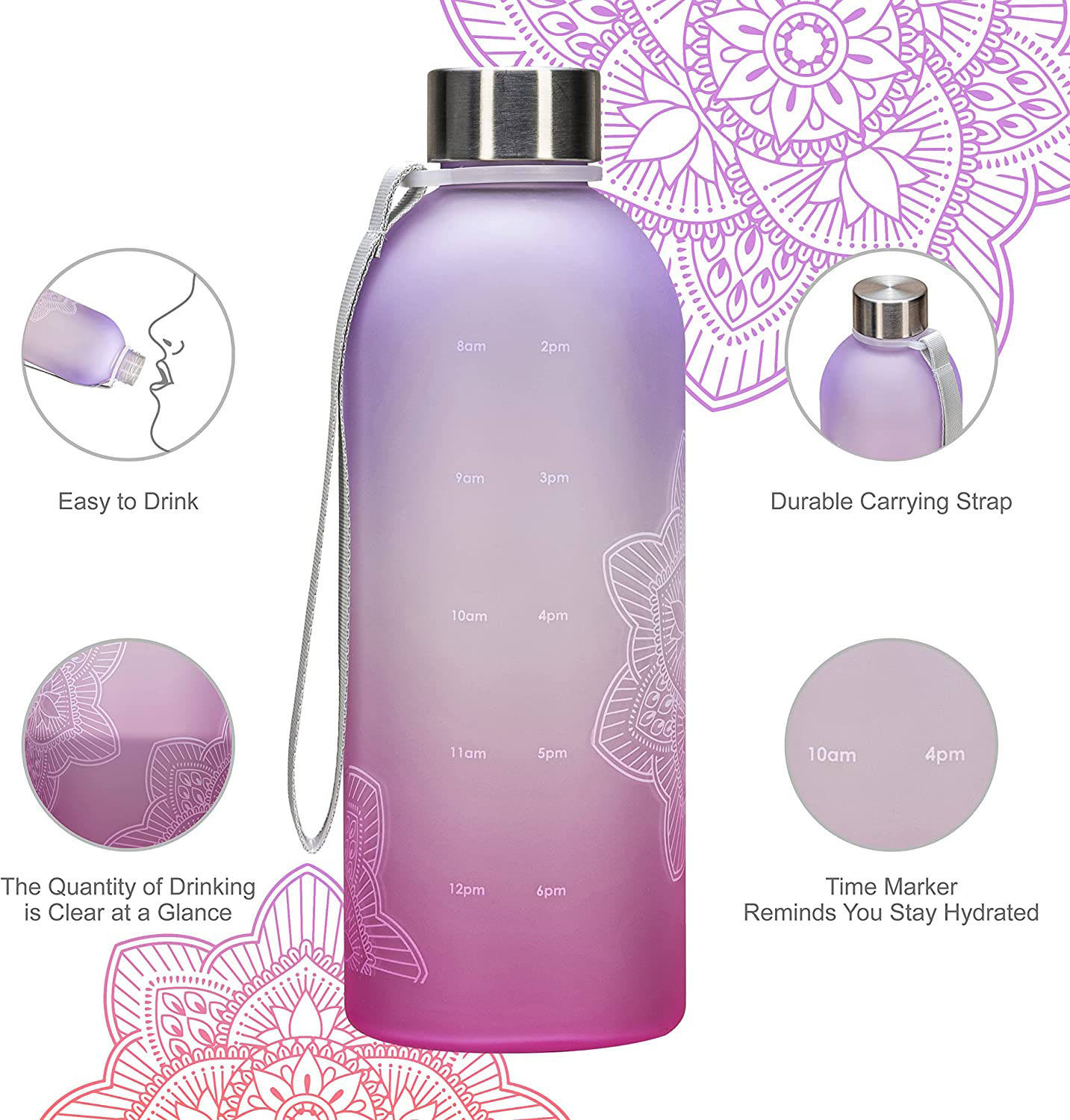 21OZ BPA Free Non Toxic Tritan Plastic Water Bottle Leakproof Unbreakable Sport Water Bottle With Strap