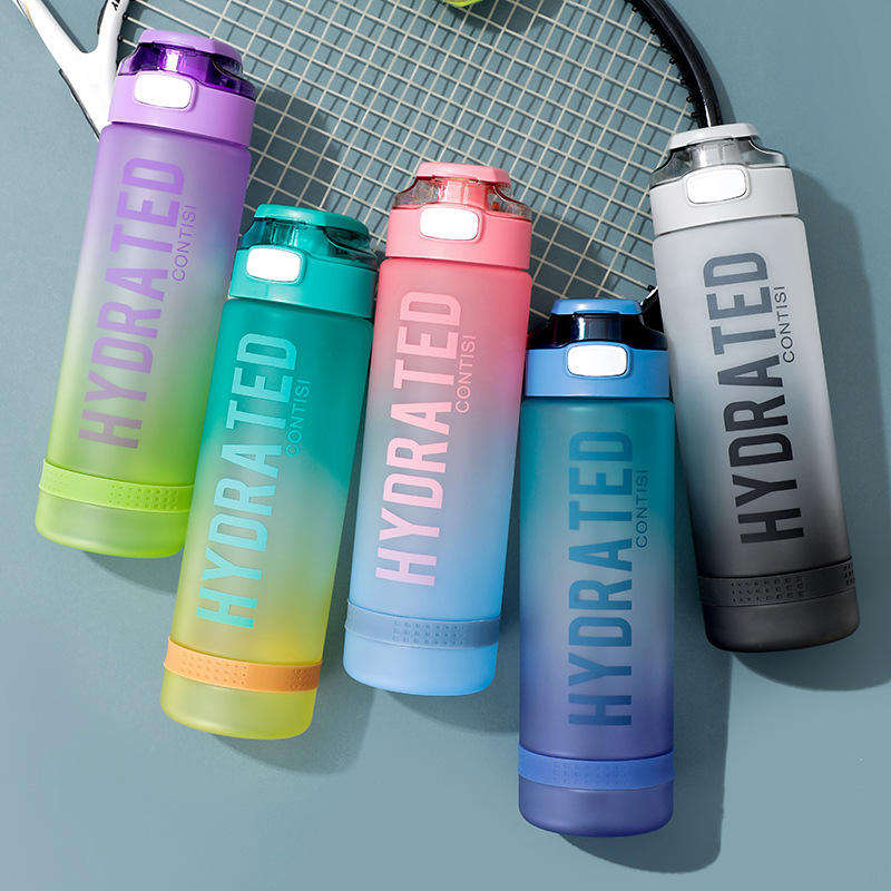 32oz Plastic Sport Gym Motivational Bottle Custom Logo Flip Top Cover Drink Water Bottle With Time Marker Straw Strainer