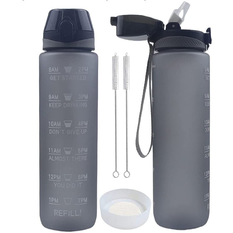 Top Seller 32oz 1L BPA Free Motivational Plastic Water Bottle Gym Sports Water Bottle with Time Marker Custom Logo