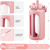 64oz Plastic Water Bottles with Straw Professional Sports Water Bottles with Silicone Sleeve and Handle