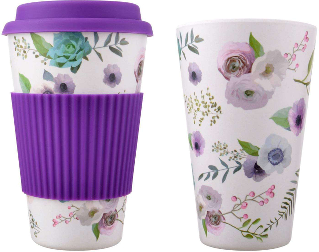 Eco-friendly PLA 400ml Wholesale Custom Pattern Reusable Bamboo Fiber Coffee Cup with Lid