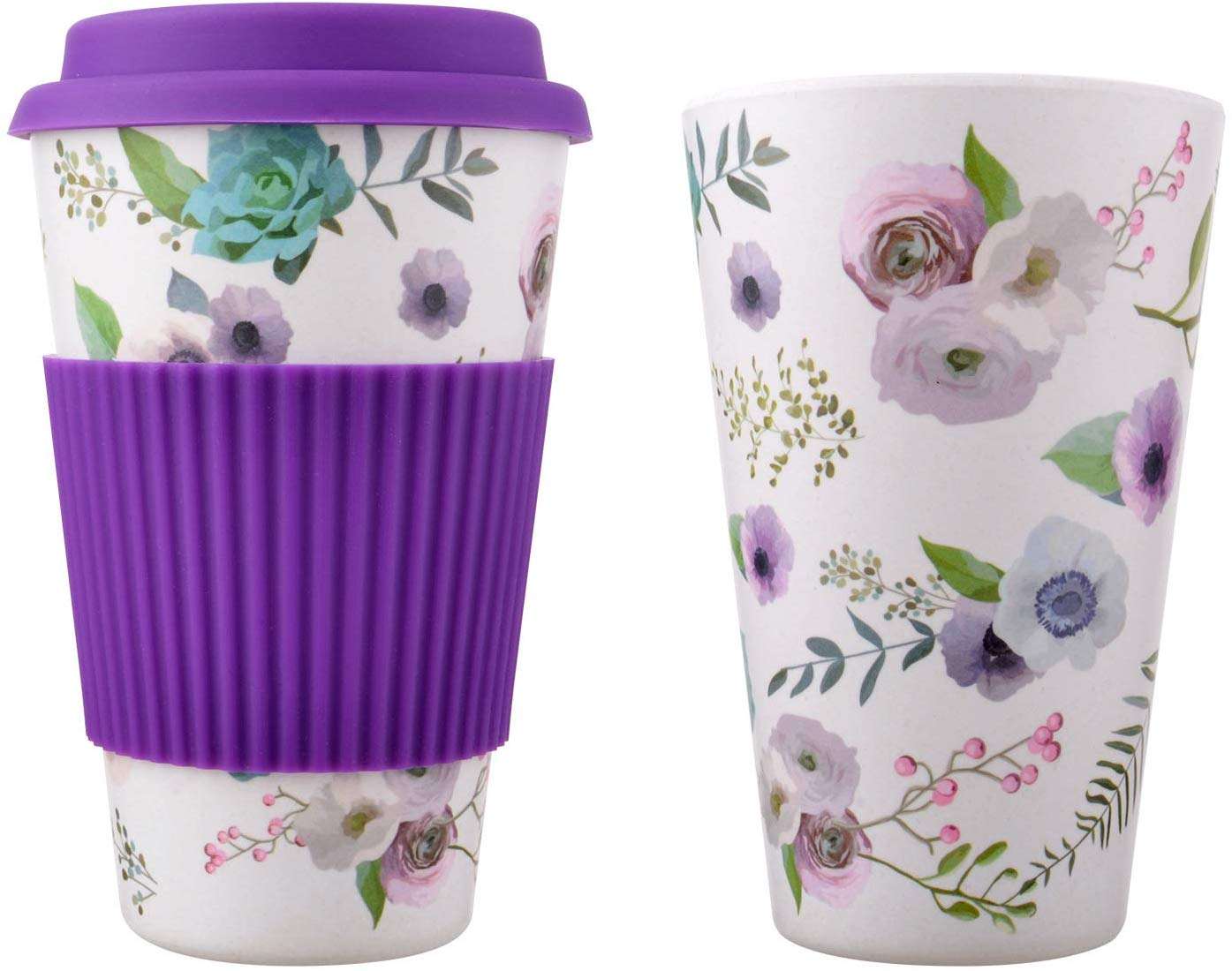 Eco-friendly PLA 400ml Wholesale Custom Pattern Reusable Bamboo Fiber Coffee Cup with Lid