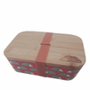 Eco-friendly Reusable Bamboo Fiber Bento Lunch Box with Silicone Band and Wooden Bamboo Lid
