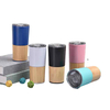 Wholesale 20oz Custom Stainless Steel 304 Bamboo Wood Coffee Tumbler Double Wall Vacuum Insulated Cups Travel Mug With Lid