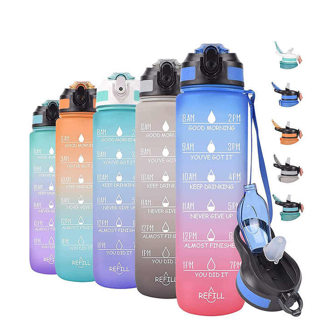 Botellas De Agua a Granel Outdoor Sport Motivational Workout Bpa Water Bottle With Time Marker