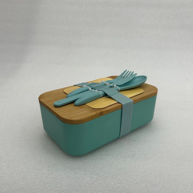 Hot Portable Leakproof Wooden Office Bento Box Bamboo Lid Fiber Plastic Lunch Box With Cutlery for Adults