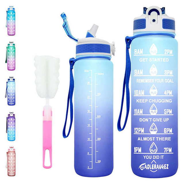 Garrafa 3 Em 1 Motivacional Botellas Para Agua Para Eco Friendly Motivational Gym 1L Water Bottle for Ladies