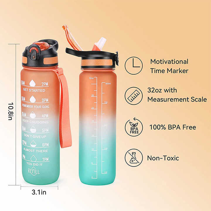 Garrafinha De Agua Garrafa De Agua De 1 L Botella Plastico Wholesale Sports Motivational Water Bottle With Time 1 Liter