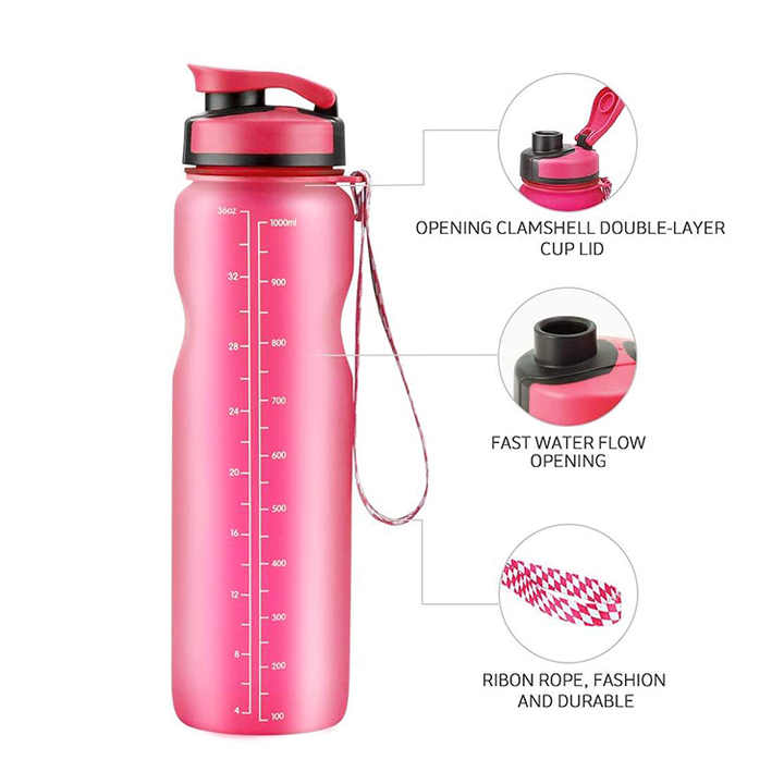 Bouteille D'Eau Potable Directe Botella Plastico Agua Push Button Drink Gym Water Bottle Straw Sports Bottles