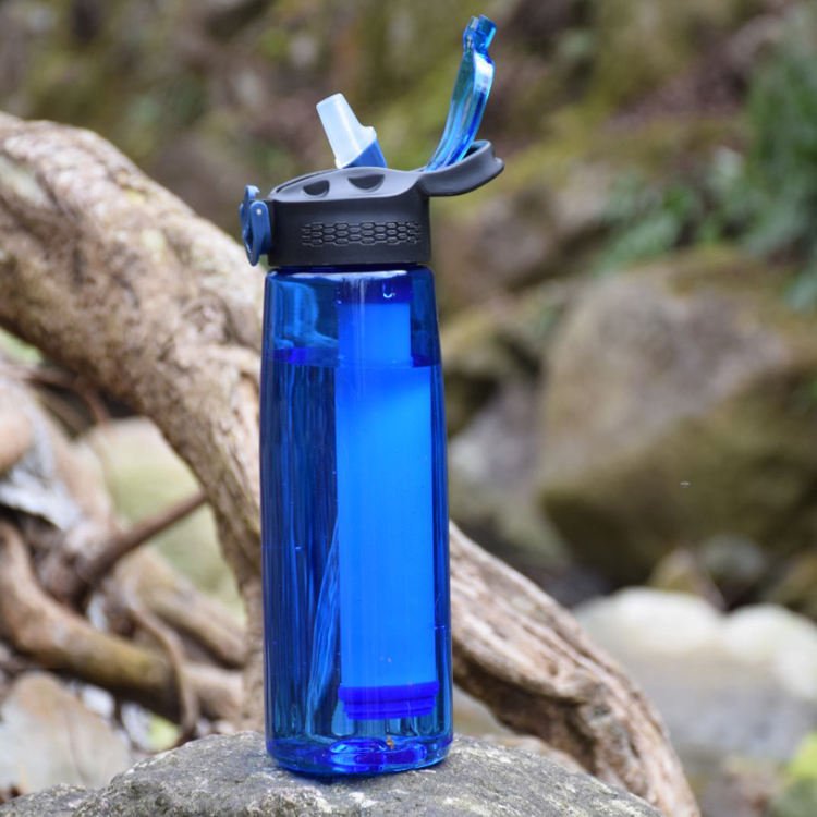 Portable Leak Proof Plastic Tritan Material Sports Carbon Filter Water Bottle