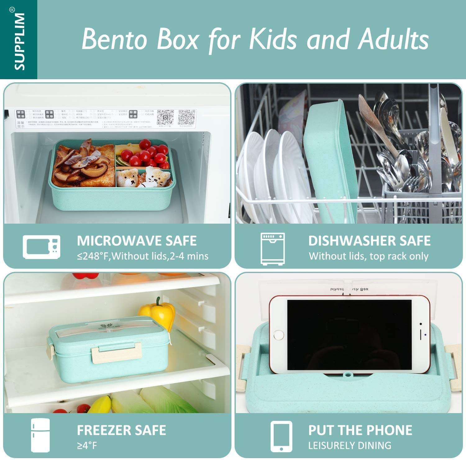 Bento Lunch Box for Kids Lunch Containers for Adults Leak Proof Food Containers Fresh-keeping Box Bpa Free Food Grade