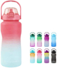 Wholesale 64Oz Custom Gradient Color Wide Mouth Half Gallon Eco Friendly Plastic Gym Sports Water Bottle With Handle Straw