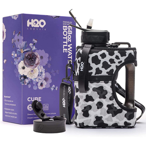 64Oz Wide Mouth Large Capacity Eco Friendly Portable Bpa Free Plastic Sports Water Bottle With Carrying Strap Sleeve